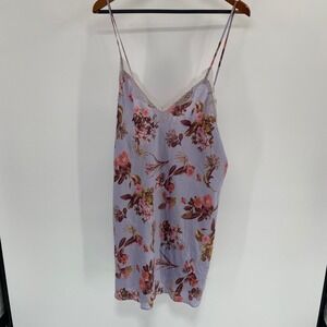 Victoria's Secret Chemise Women XL Purple Floral Lace Nightgown Cottagecore